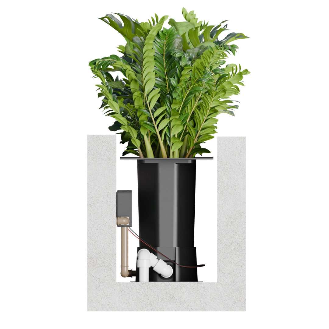 Corte técnico do sistema Flower Pot Basic Autoirrigável